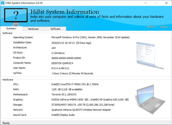 HiBit System Information 提取计算机所有组件的详细信息